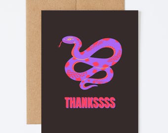THANKSSS SNAKE - Thank you Greeting Card - Blank Inside