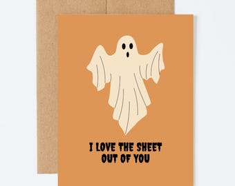 Tarjeta divertida de fantasma para Halloween – Romántica, interior en blanco