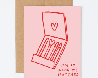 DATING MATCH - Romantic Greeting Card - Blank Inside
