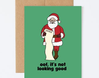 SANTA'S LIST - Funny Holiday Christmas Greeting Card - Blank Inside