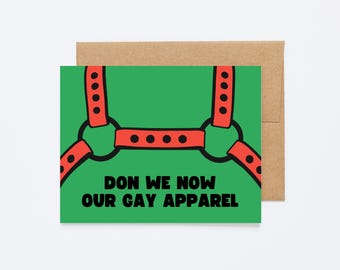 HOLIDAY HARNESS - Funny LGBTQIA+ Christmas Holiday Card - Blank Inside