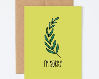 SORRY OLIVE BRANCH - Sorry Greeting Card - Blank Inside