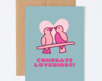 FELICIDADES, TORTOLITOS - Tarjeta de felicitación de compromiso/boda - Interior en blanco