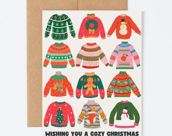 COZY CHRISTMAS SWEATER - Sweet Christmas Greeting Card - Blank Inside