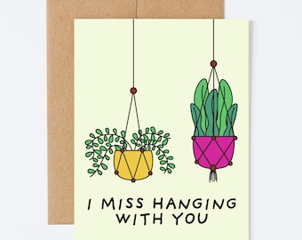 Extraño estar colgado - Tarjeta de felicitación de "Te extraño" - Interior en blanco