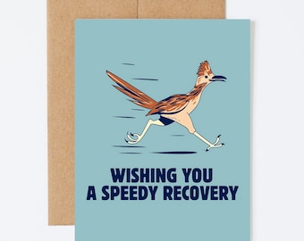 RECUPERACIÓN DEL CORRECAMINOS - Tarjeta de felicitación "Que te mejores pronto" - Interior en blanco