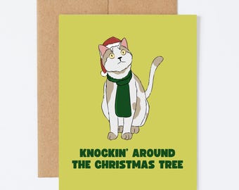 CHRISTMAS CAT - Funny Holiday/Christmas Greeting Card - Pet Holiday Card- Blank Inside