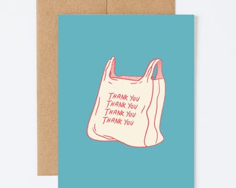 Thank You Bag Greeting Card - Blank Inside