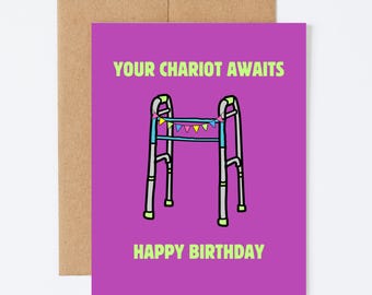 WALKER CHARIOT - Tarjeta de felicitación de cumpleaños divertida - Interior en blanco