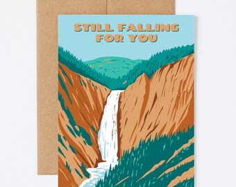FALLING FOR YOU - Romantic Greeting Card - Blank Inside