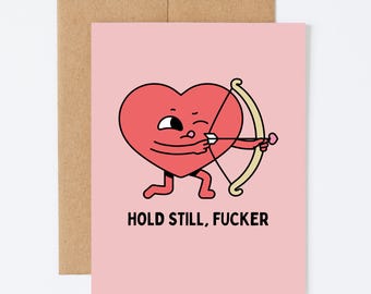 Tarjeta divertida de San Valentín, tarjeta en blanco tamaño A2 con juego de palabras.