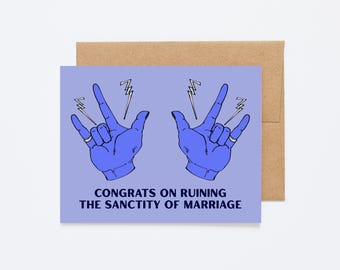 SANTURA QUEER - Tarjeta de felicitación divertida para compromiso/boda LGBTQIA+ - Interior en blanco