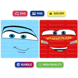 Cars Face Svg, Cars Png,Svg For Cricut, Costume Png Svg Lightning McQueen Svg, Sally Png Svg Bundle, Cars Shirt Design Bundle, Digital File