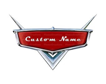 Logo personnalisé PNG-SVG de voitures, sublimation d'anniversaire originale de voitures, logo de voitures personnalisé avec le nom de l'âge, cliparts de T-Shirt de décoration de gâteau de voitures