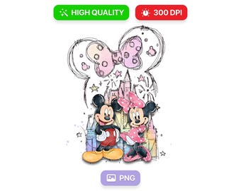 Retro Aquarela Mickey Mouse e Minnie Est 1928 Png Bundle, Férias em Família Png, Fazendo Memórias Png, Viagem em Família 2025, Download Digital
