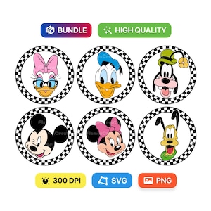 Bundle png damier souris et amis, silhouette souris et amis, souris rétro et amis, animaux png, fichiers png pour sublimation
