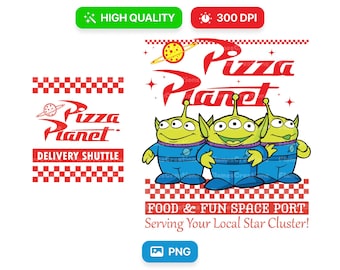 Pizza Planet Png, Pizza Planet SVG, Aliens PNG, Lebensmittel und Getränke geschnitten, Pizza Box Party geschnitten, Pizza Restaurant Zeichen, digitaler Download