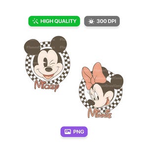 Bundle png damier souris et amis, silhouette souris et amis, souris rétro et amis, animaux png, fichiers png pour sublimation