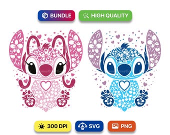 Stitch and Angel Face bundle Png Svg, Retro Stitch Png, Stitch Ohana Svg, Magical Snacks Sublimation, Cricut cut file, Digital download