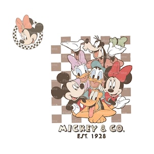 Mouse and Friends Checkered Png Bundle, Mouse and Friends Silhouette, Retro mouse and Friends, Animal Kindom Png, Png Files For Sublimation