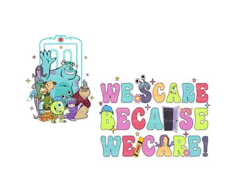 Wir erschrecken, weil wir uns Png kümmern, Monster Charaktere Png, Mauskopf Png, Familienurlaub Png, Sublimationsdesign, Monster Universität