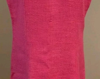 1960s Mod Pink and white linen Shift Dress