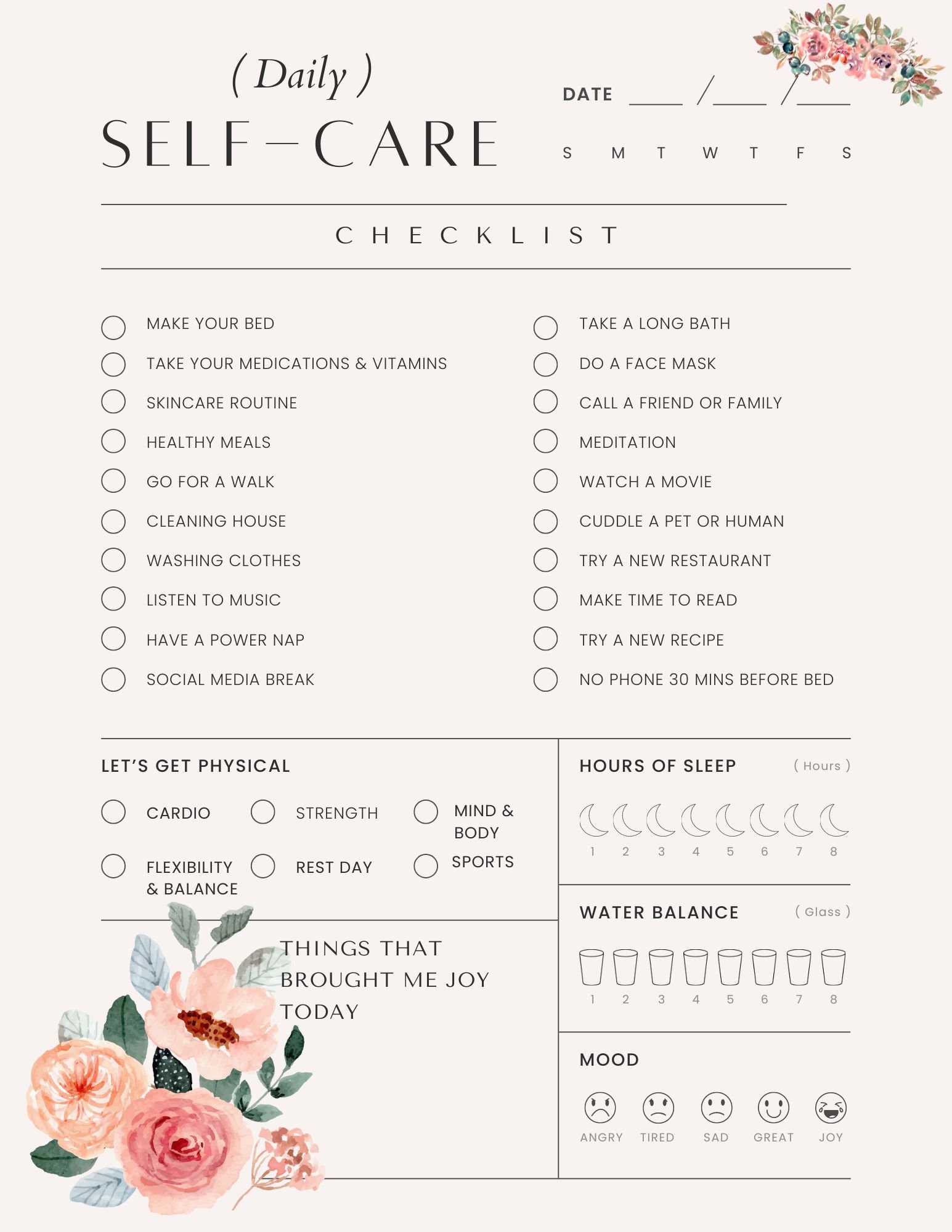 Daily Self Care Checklist Planner | PDF | Digital Planner | Goodnotes ...