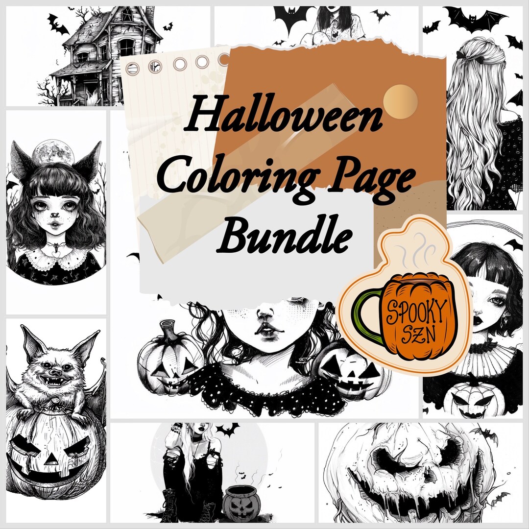 Halloween Coloring Pages 2 | Scary and Cute Girls | Spooky Halloween ...