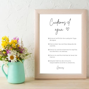 Plantilla Editable Reglas del Baño y cocina para Airbnb y Casas de alquiler temporal cartel imprimible descargable.