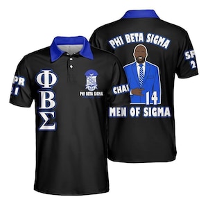 Phi Beta Sigma Custom Chapter Polo Shirt, Personalized Black Phi Beta Sigma 1914 Fraternity Polo Shirt, Custom Greek Life Clothing for Men