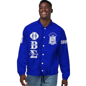 Phi Beta Sigma Crossing Jacket, Custom Blue Line Jacket, Custom Greek Apparel, Personalized Phi Beta Sigma Jacket, Fraternity Gift