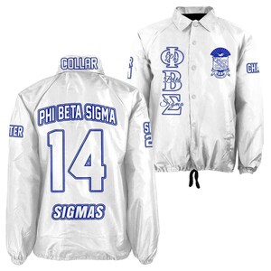 Phi Beta Sigma Crossing Jacket, Custom White Line Jacket, Fraternity Gift, Greek Apparel, Personalized Sigma Line Jacket