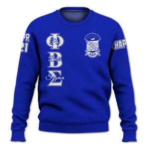 Phi Beta Sigma Custom Chapter Shirt, Personalized Royal Blue Shirt Phi Beta Sigma Fraternity Knitted Sweater, HBCU Greek Sweater Gift