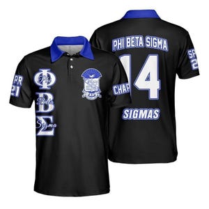 Phi Beta Sigma Polo Shirt Custom Chapter, Personalized Black Polo Shirt Phi Beta Sigma, Fraternity Shirt, Greek Clothing Sigma Polo Shirt