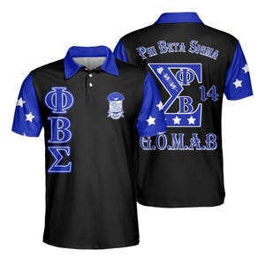Phi Beta Sigma Polo Shirt, Three Stars Black Phi Beta Sigma Fraternity Polo Shirt, Divine Nine Gift for Men, Stylish Greek Life Wear