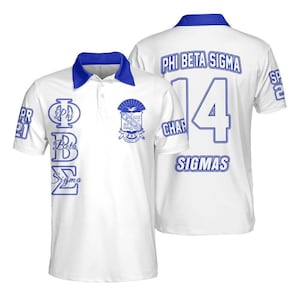 Phi Beta Sigma Custom Chapter Polo Shirt, Personalized White Polo Phi Beta Sigma Fraternity Polo Shirt, Greek Clothing, Chapter Gift for Men