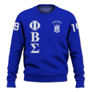 Phi Beta Sigma Shirt, Royal Blue Shirt Phi Beta Sigma Fraternity Knitted Sweater, Divine Nine Sweater, Greek Life Fashion Gift for Men