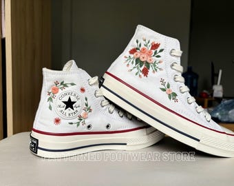 Flower Embroidered Converse High Tops | Custom Chuck Taylor 1970s