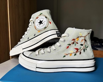Embroidered Converse Chuck Taylor 1970s | Mint Leaf Design