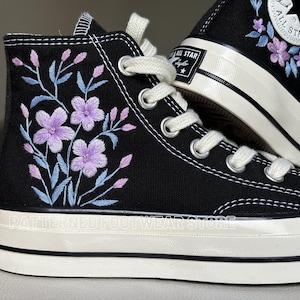 Hand-Embroidered Floral Converse High Tops