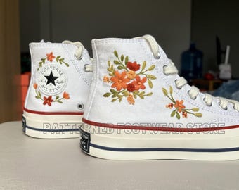 Hand Embroidered Floral Converse High Tops | Custom 1970s Chuck Taylor