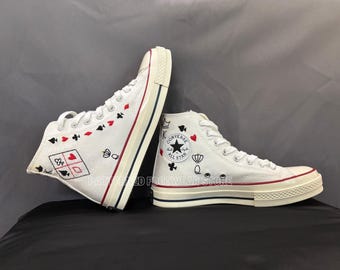 Embroidered Converse High Tops | Playing Card Leaf Design
