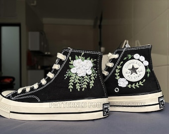 Embroidered Converse Chuck Taylor | Rose Flower, Custom High Tops