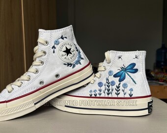 Embroidered Butterfly Converse High Tops | Custom Floral Chuck Taylors