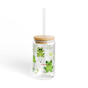 Fun Frog Sipper Glass - Unique Tempered Glass Tumbler for Amphibian and Reptile Lovers, 16oz