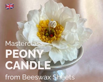 Beeswax Peony Flower Candle Tutorial: Handmade Wax Paper Craft In English