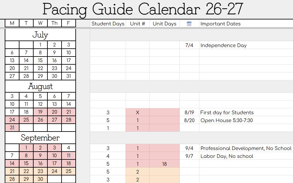Pacing Guide 26-27 | Editable Digital Calendar | Curriculum Map ...