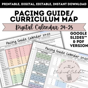 Guia de ritmo 24-25 | Calendário digital editável | Mapa Curricular | Planilhas Google