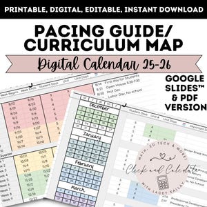 ペースガイド 25-26 | 編集可能なデジタルカレンダー | カリキュラムマップ | Google スプレッドシート