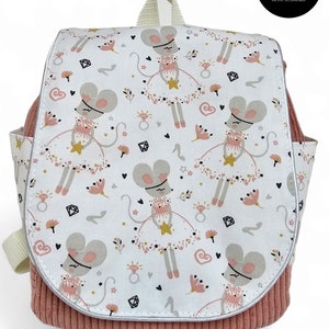 sac à dos enfant-sac à dos maternelle-crèche-nounou-sac d'école-velours côtelé-personnalisable-cousu main
